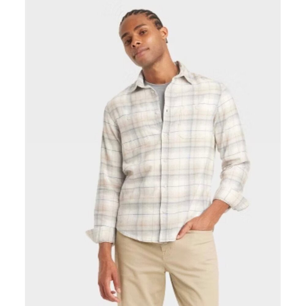 Goodfellow Men's Long Sleeve Midweight Plaid Flannel Button-Down Size L NWT